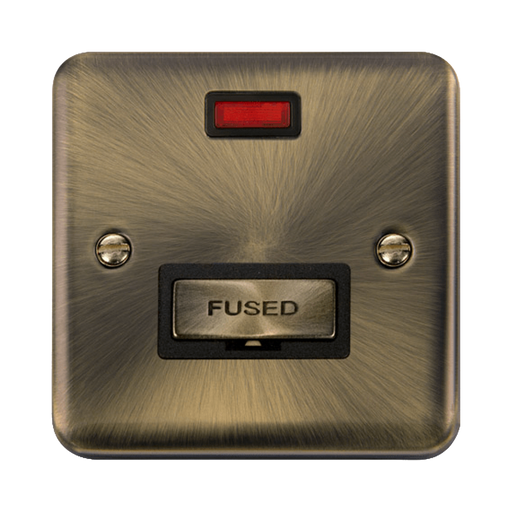 Click Deco Plus Antique Brass 13A Unswitched Spur with Neon DPAB753BK