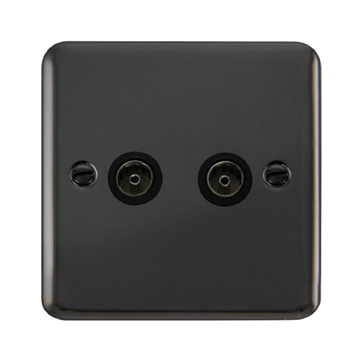 Click Deco Plus Black Nickel Double TV Socket DPBN066BK