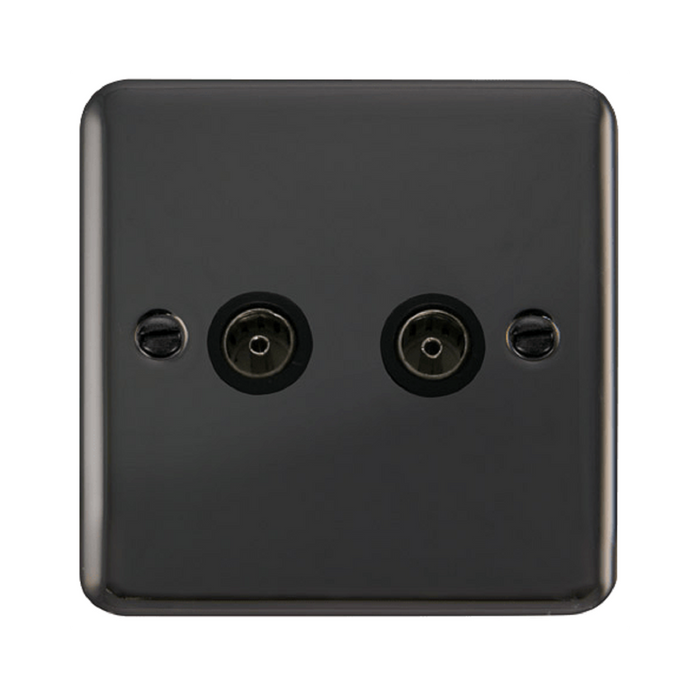 Click Deco Plus Black Nickel Double TV Socket DPBN066BK