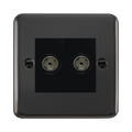 Click Deco Plus Black Nickel Double TV Socket DPBN066MBK