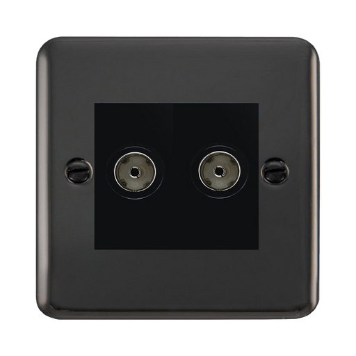 Click Deco Plus Black Nickel Double TV Socket DPBN066MBK