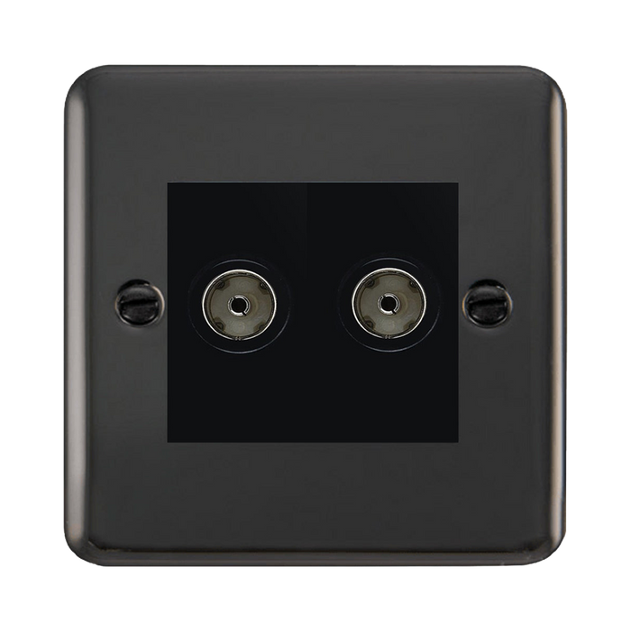 Click Deco Plus Black Nickel Double TV Socket DPBN066MBK