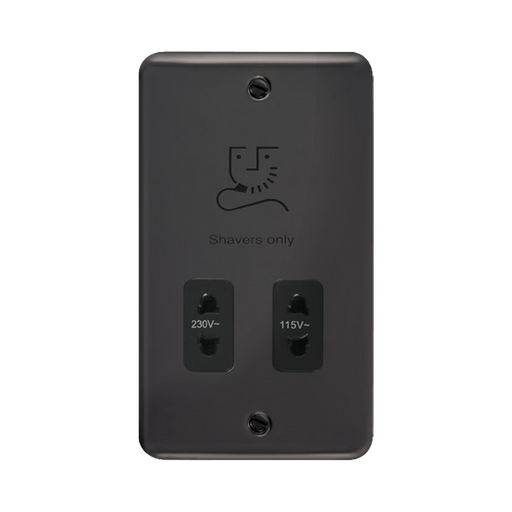 Front view of Click Deco Plus Black Nickel Shaver Socket