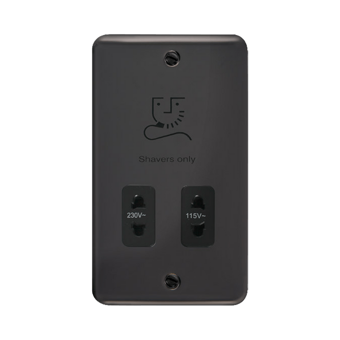 Front view of Click Deco Plus Black Nickel Shaver Socket