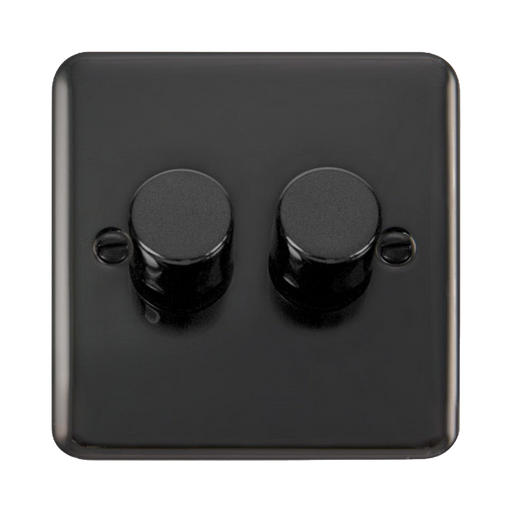 Click Deco Plus Dimmer Switch 2 Gang 2 Way Black Nickel 2x 400W DPBN152