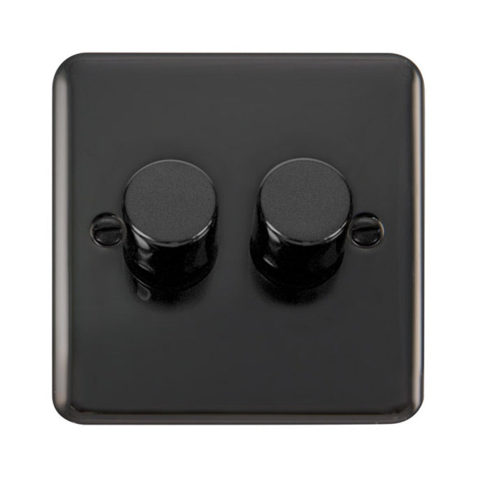 Click Deco Plus Dimmer Switch 2 Gang 2 Way Black Nickel 2x 400W DPBN152