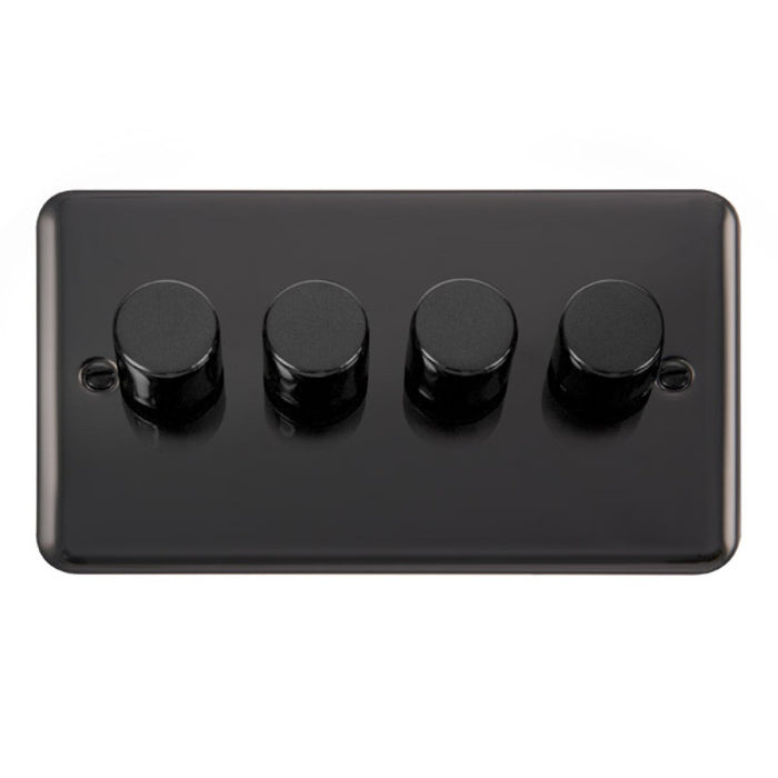 Click Deco Plus Dimmer Switch 4 Gang 2 Way Black Nickel 4x 400W DPBN154