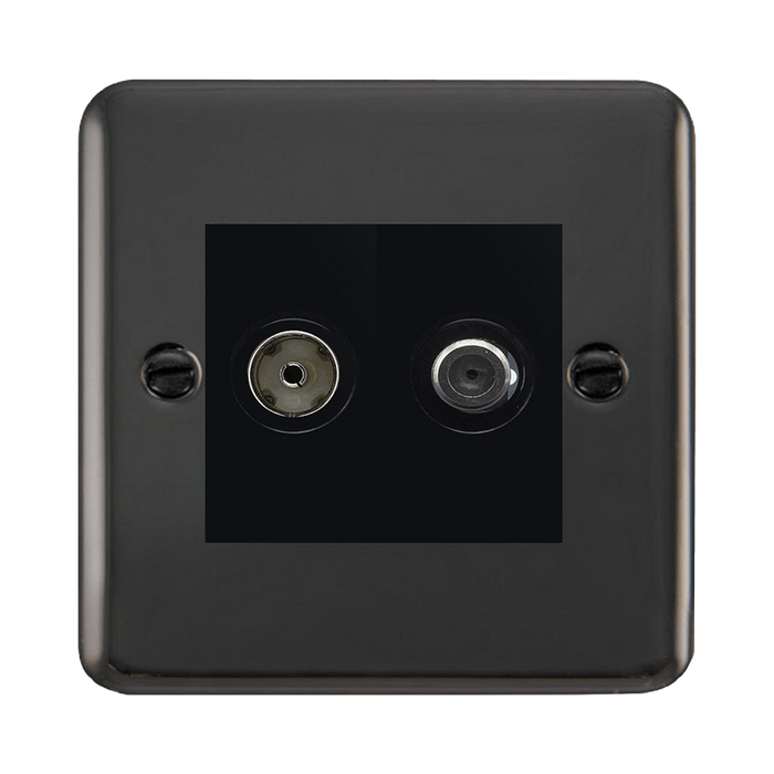 Click Deco Plus Black Nickel TV and Satellite Isolated Socket DPBN157MBK