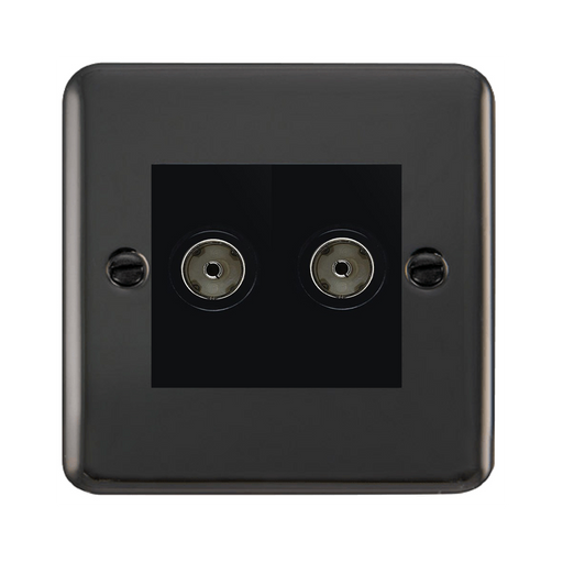 Click Deco Plus Black Nickel Double Isolated TV Socket DPBN159MBK