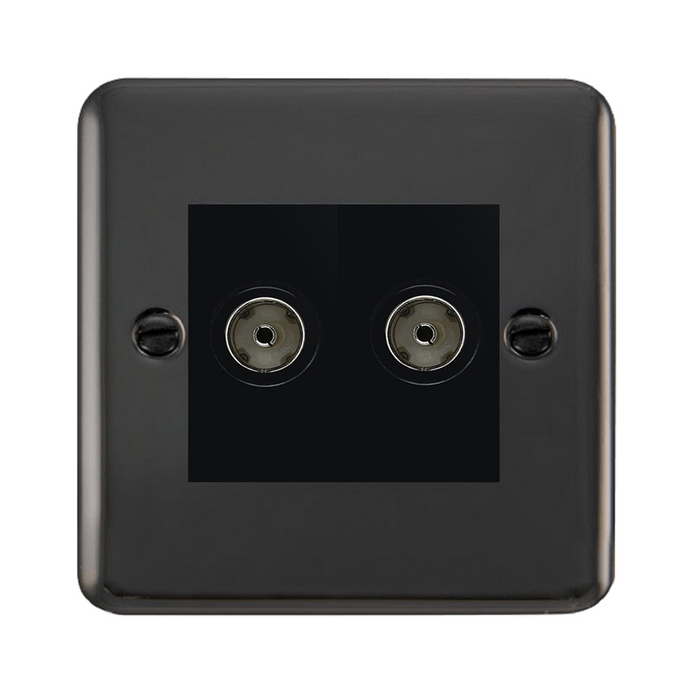 Click Deco Plus Black Nickel Double Isolated TV Socket DPBN159MBK