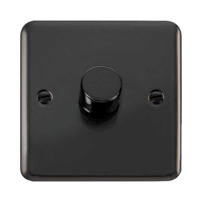 Front view of Click Deco Plus Black Nickel 1G LED Dimmer Switch