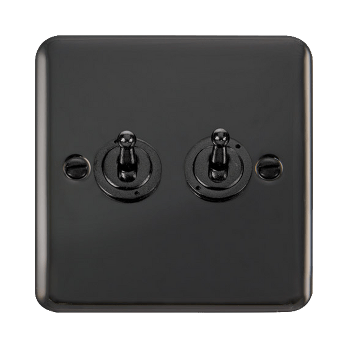 Front view of Click Deco Plus Black Nickel 2G Toggle Switch