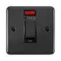Front view of Click Deco Plus Black Nickel 45A Cooker Switch with Neon