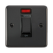 Front view of Click Deco Plus Black Nickel 45A Cooker Switch with Neon