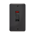 Front view of Click Deco Plus Black Nickel 45A Cooker Switch with Neon