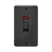 Front view of Click Deco Plus Black Nickel 45A Cooker Switch with Neon
