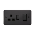 Front view of Click Deco Plus Black Nickel 45A Cooker Switch with 13A Socket