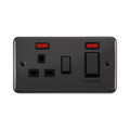 Front view of Click Deco Plus Black Nickel 45A Cooker Switch with 13A Socket