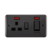 Front view of Click Deco Plus Black Nickel 45A Cooker Switch with 13A Socket