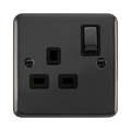 Front view of Click Deco Plus Black Nickel 13A Single Socket