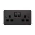Front view of Click Deco Plus Black Nickel 13A Double Socket