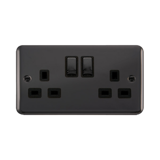 Front view of Click Deco Plus Black Nickel 13A Double Socket