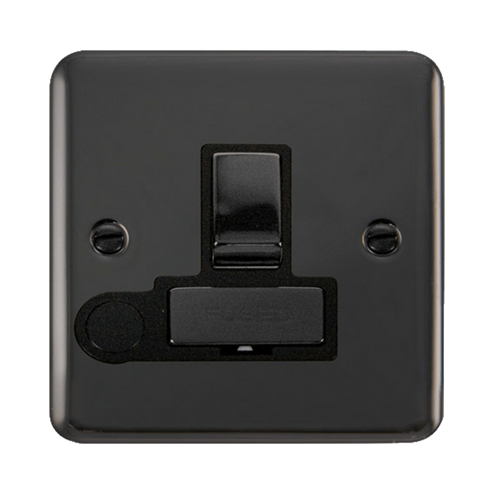 Front view of Click Deco Plus Black Nickel 13A Switched Spur with Flex