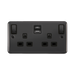 Front view of Click Deco Plus Black Nickel 13A Double A+C USB Socket