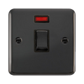 Front view of Click Deco Plus Black Nickel 20A Double Pole Switch with Neon