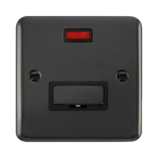 Front view of Click Deco Plus Black Nickel 13A Unswitched Spur with Neon