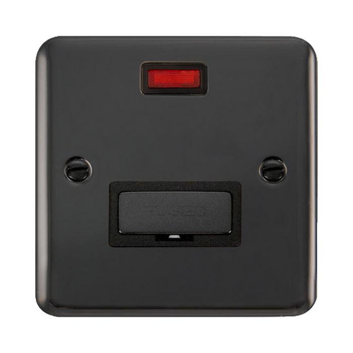 Front view of Click Deco Plus Black Nickel 13A Unswitched Spur with Neon