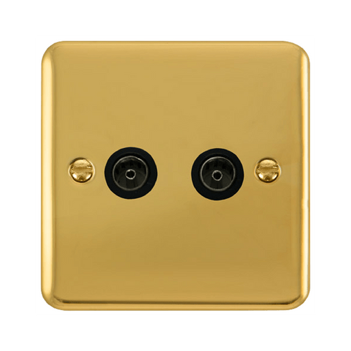 Click Deco Plus Polished Brass Double TV Socket DPBR066BK