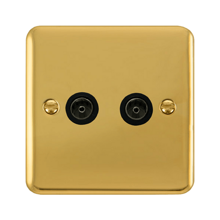 Click Deco Plus Polished Brass Double TV Socket DPBR066BK