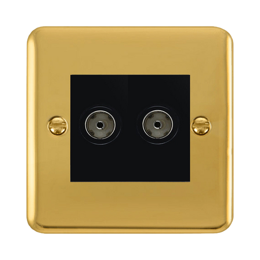 Click Deco Plus Polished Brass Double TV Socket DPBR066MBK