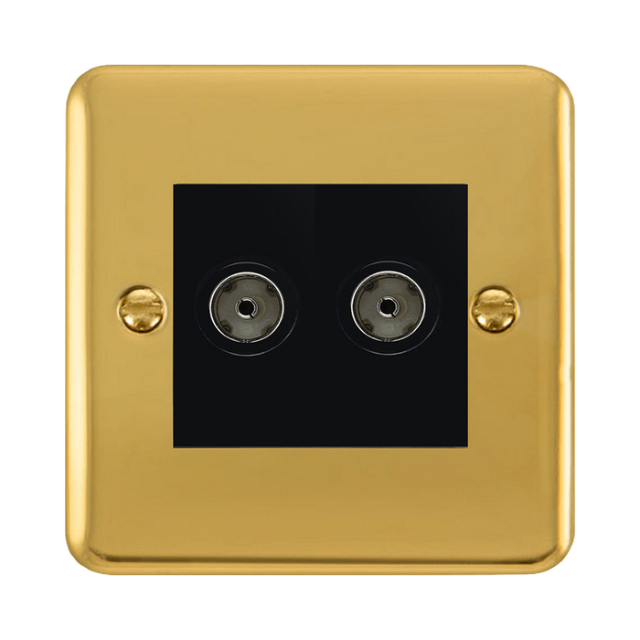Click Deco Plus Polished Brass Double TV Socket DPBR066MBK