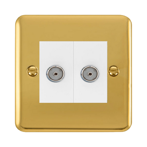 Click Deco Plus Polished Brass Double TV Socket DPBR066MWH