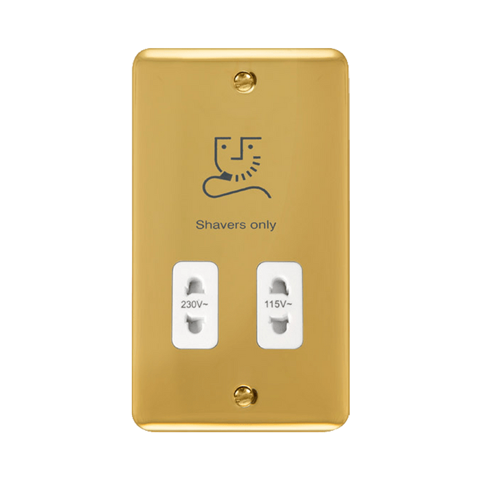 Front view of Click Deco Plus Polished Brass Shaver Socket