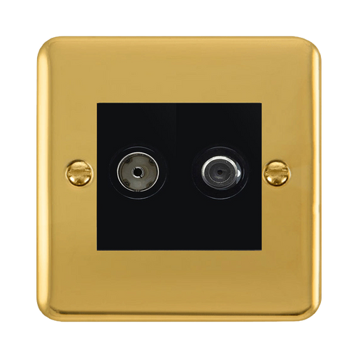 Click Deco Plus Polished Brass TV and Satellite Isolated Socket DPBR157MBK