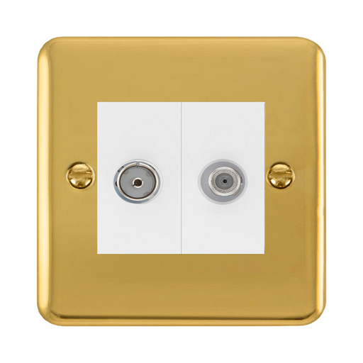 Click Deco Plus Polished Brass TV and Satellite Isolated Socket DPBR157MWH