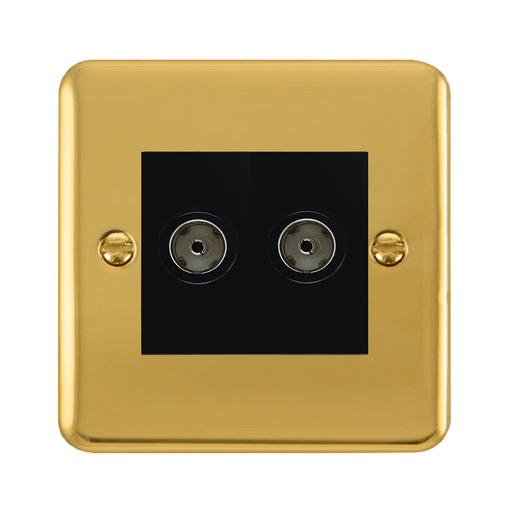 Click Deco Plus Polished Brass Double Isolated TV Socket DPBR159MBK