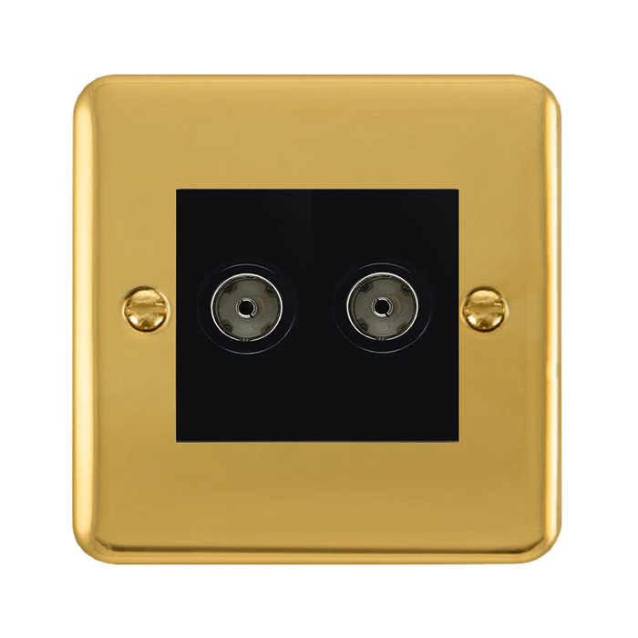 Click Deco Plus Polished Brass Double Isolated TV Socket DPBR159MBK