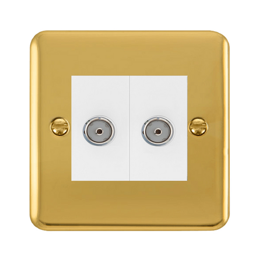Click Deco Plus Polished Brass Double Isolated TV Socket DPBR159MWH
