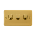 Front view of Click Deco Plus Polished Brass 3G LED Dimmer Switch