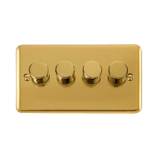 Front view of Click Deco Plus Polished Brass 4G LED Dimmer Switch