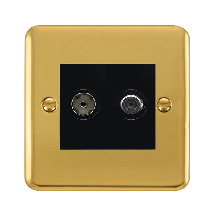 Click Deco Plus Polished Brass TV and Satellite Non-Isolated Socket DPBR170MBK