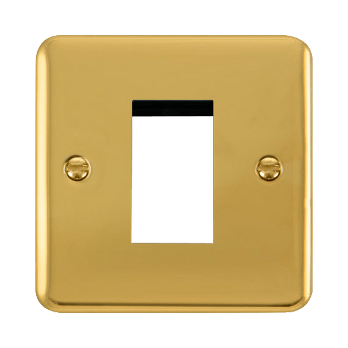 Front view of Click Deco Plus Polished Brass 1G Euro Plate