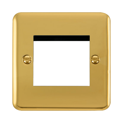 Scolmore Click Deco Plus Polished Brass 1 Gang New Media Euro Plate – 2 Apertures DPBR311