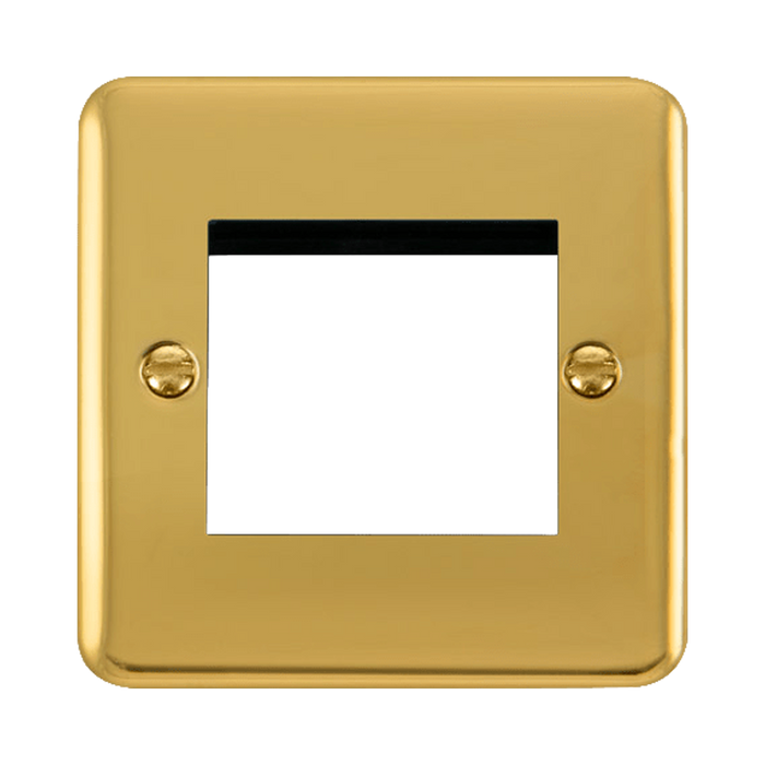 Front view of Click Deco Plus Polished Brass 2G Euro Plate