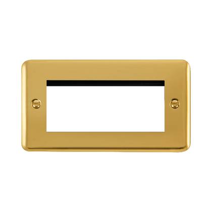 Scolmore Click Deco Plus Polished Brass 2 Gang New Media Euro Plate – 4 Apertures DPBR312