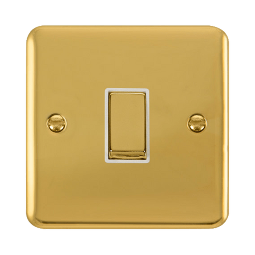 Front view of Click Deco Plus Polished Brass 1G Light Switch